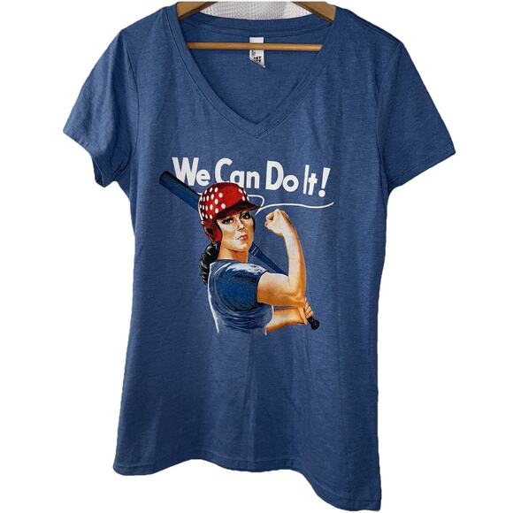 “We can do it!” - graphic T-shirt - Size M - District - Holding Baseball Bat - Picture 1 of 4